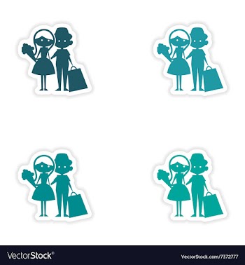 Assembly realistic sticker design on paper boy vector image