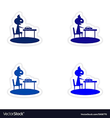 Assembly realistic sticker design on paper boys vector image