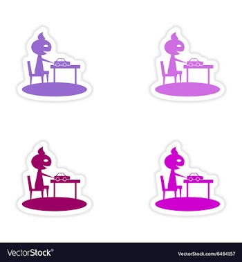 Assembly realistic sticker design on paper boys vector image