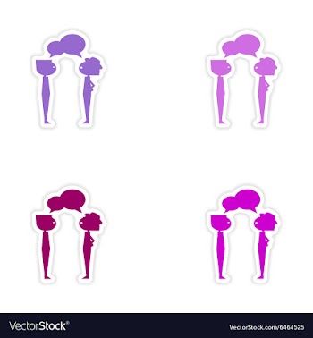 Assembly realistic sticker design on paper boys vector image