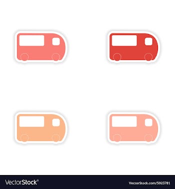 Assembly realistic sticker design on paper bus vector image