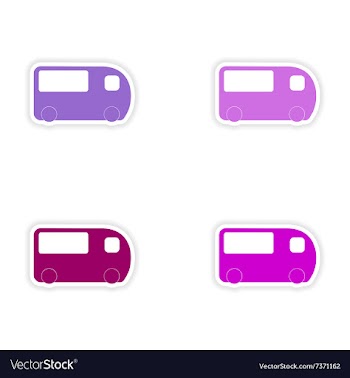 Assembly realistic sticker design on paper bus vector image