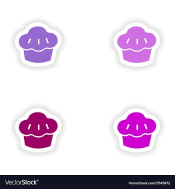 Assembly realistic sticker design on paper cake vector image