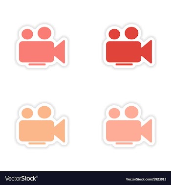 Assembly realistic sticker design on paper camera vector image