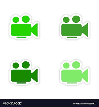 Assembly realistic sticker design on paper camera vector image