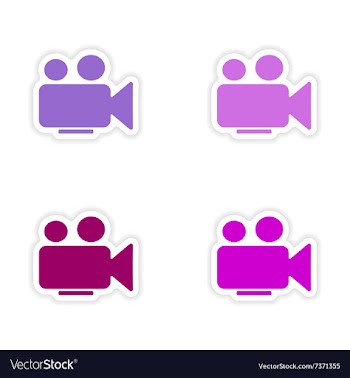 Assembly realistic sticker design on paper camera vector image