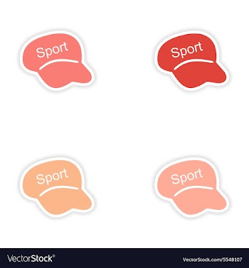 Assembly realistic sticker design on paper caps vector image