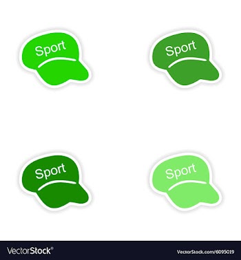 Assembly realistic sticker design on paper caps vector image