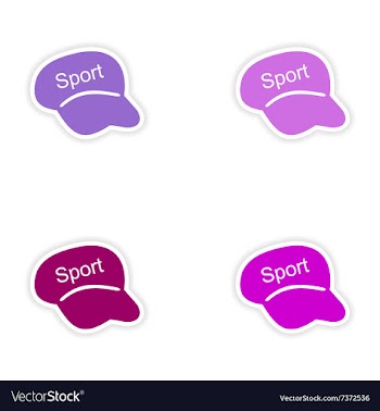 Assembly realistic sticker design on paper caps vector image