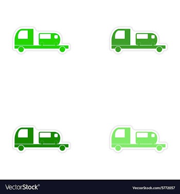 Assembly realistic sticker design on paper car bus vector image