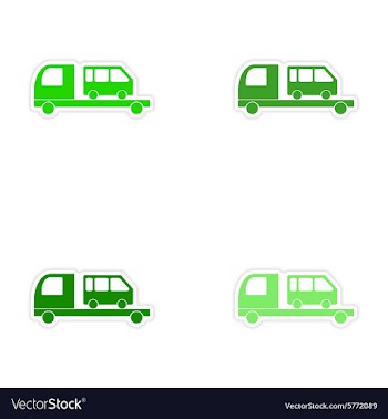 Assembly realistic sticker design on paper car bus vector image