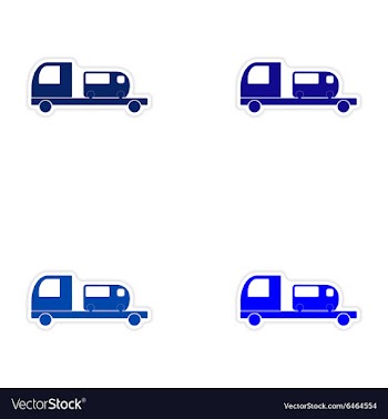 Assembly realistic sticker design on paper car bus vector image