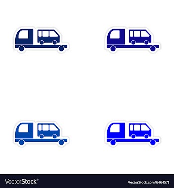 Assembly realistic sticker design on paper car bus vector image