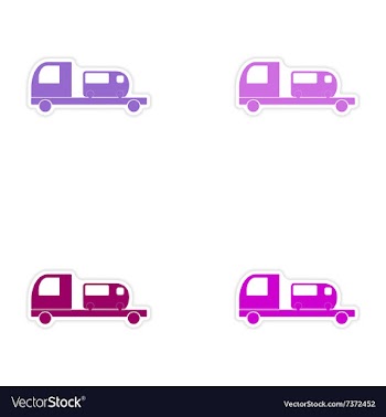 Assembly realistic sticker design on paper car bus vector image