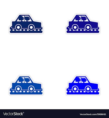 Assembly realistic sticker design on paper car vector image