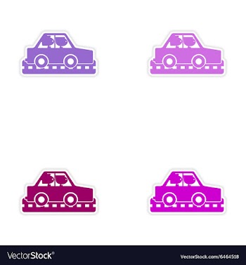 Assembly realistic sticker design on paper car vector image