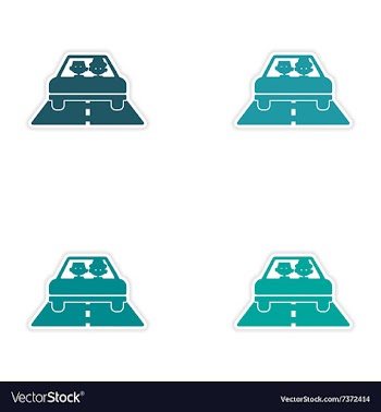 Assembly realistic sticker design on paper car vector image