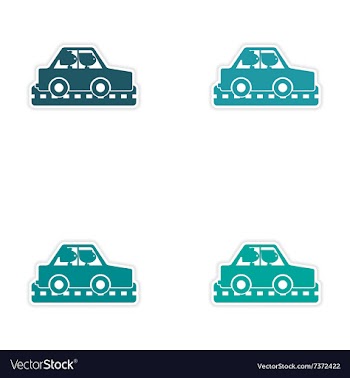 Assembly realistic sticker design on paper car vector image