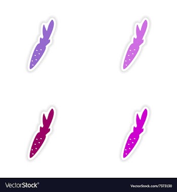 Assembly realistic sticker design on paper carrots vector image