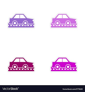 Assembly realistic sticker design on paper cars vector image