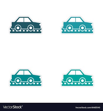 Assembly realistic sticker design on paper cars vector image