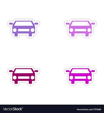 Assembly realistic sticker design on paper cars vector image