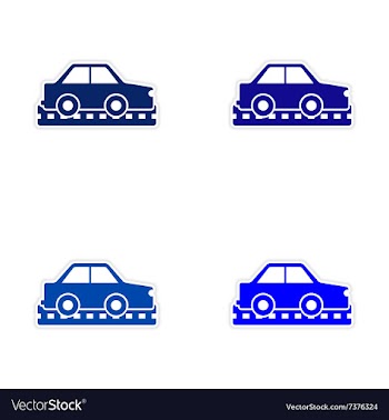 Assembly realistic sticker design on paper cars vector image