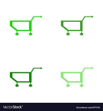 Assembly realistic sticker design on paper cart vector image