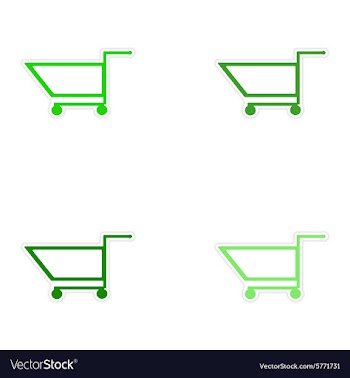 Assembly realistic sticker design on paper cart vector image