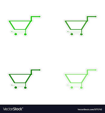 Assembly realistic sticker design on paper cart vector image