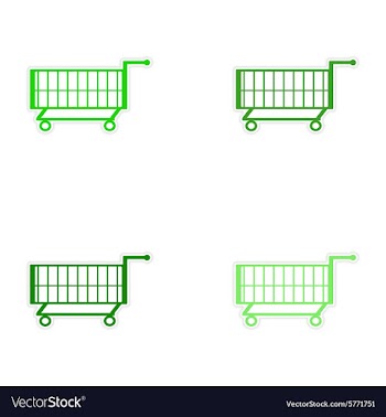 Assembly realistic sticker design on paper cart vector image