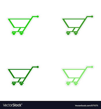 Assembly realistic sticker design on paper cart vector image