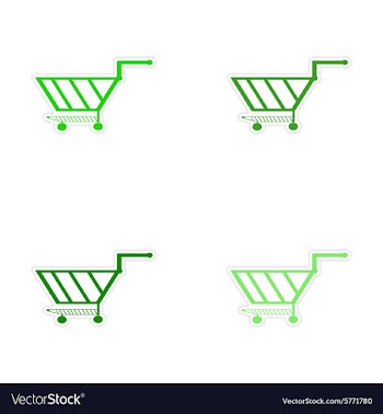 Assembly realistic sticker design on paper cart vector image