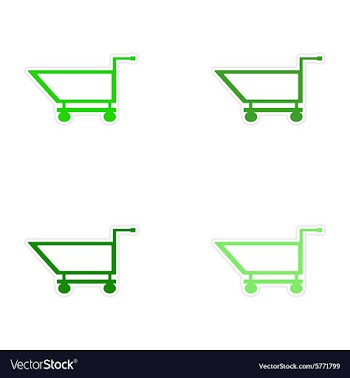 Assembly realistic sticker design on paper cart vector image