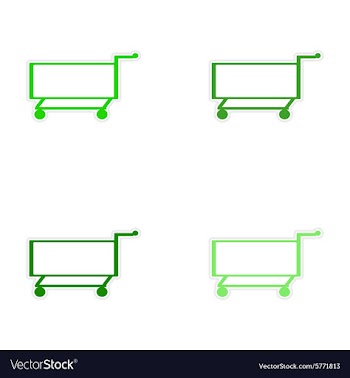 Assembly realistic sticker design on paper cart vector image