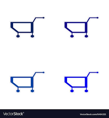 Assembly realistic sticker design on paper cart vector image