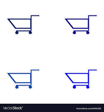 Assembly realistic sticker design on paper cart vector image