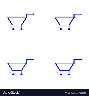 Assembly realistic sticker design on paper cart vector image