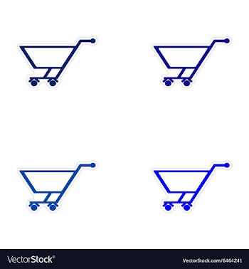 Assembly realistic sticker design on paper cart vector image