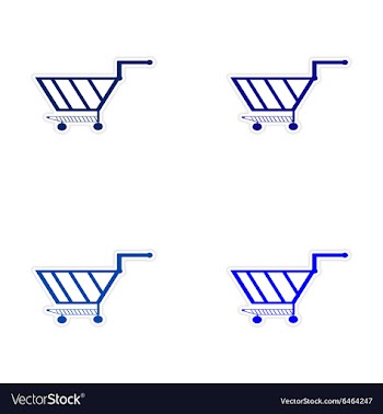 Assembly realistic sticker design on paper cart vector image