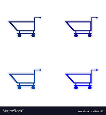 Assembly realistic sticker design on paper cart vector image