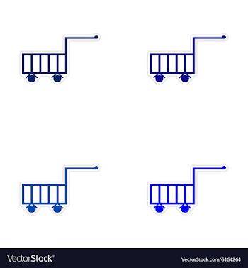 Assembly realistic sticker design on paper cart vector image