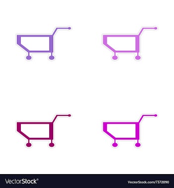 Assembly realistic sticker design on paper cart vector image