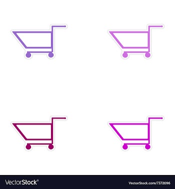 Assembly realistic sticker design on paper cart vector image