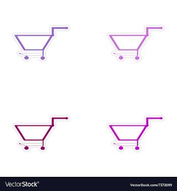 Assembly realistic sticker design on paper cart vector image