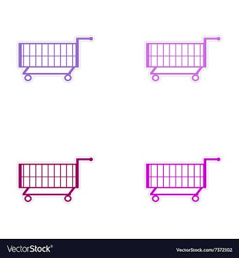 Assembly realistic sticker design on paper cart vector image