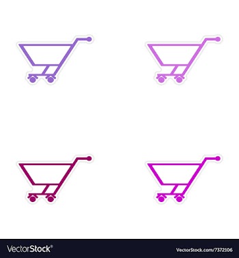 Assembly realistic sticker design on paper cart vector image