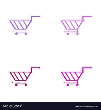 Assembly realistic sticker design on paper cart vector image