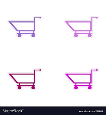 Assembly realistic sticker design on paper cart vector image