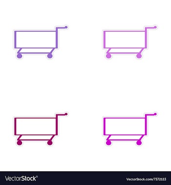 Assembly realistic sticker design on paper cart vector image